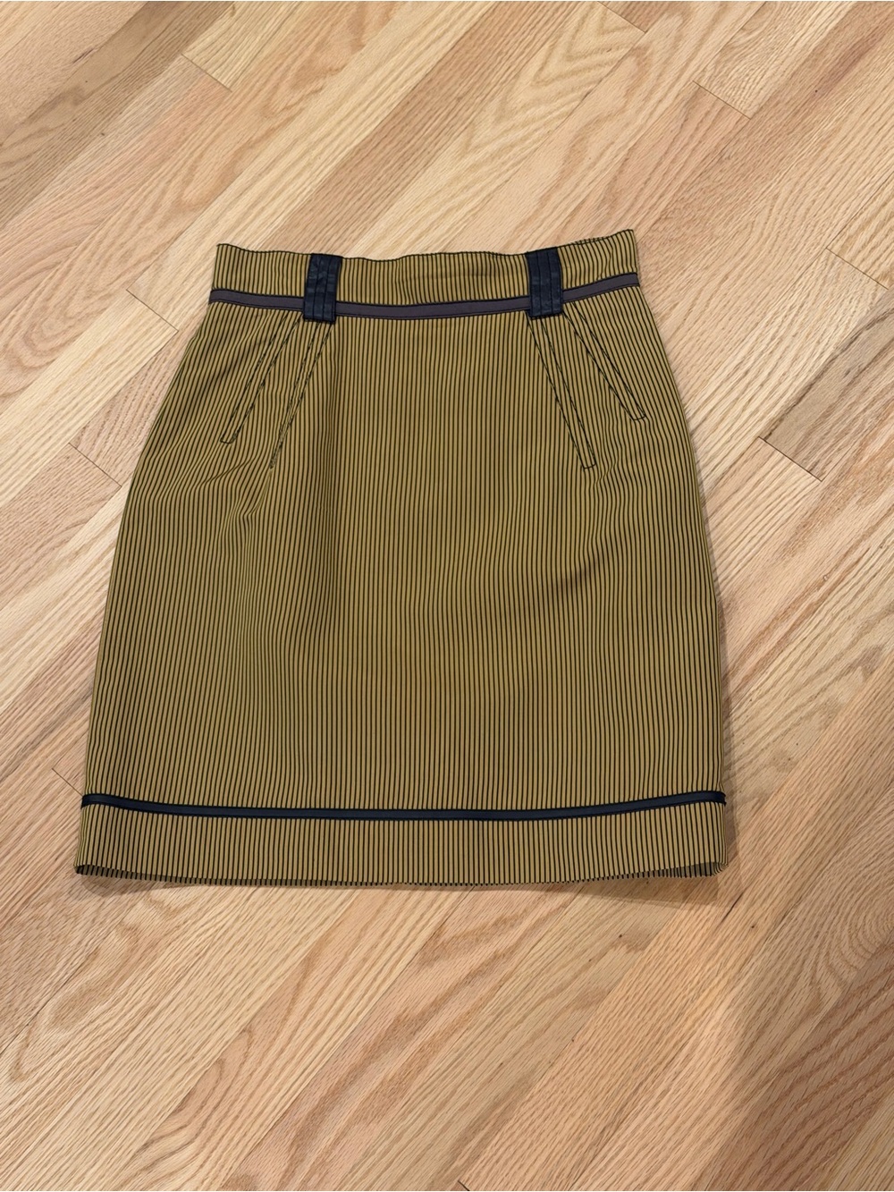 Z Spoke by Zac Posen Mustard Yellow/Gold Black Striped Mini Skirt